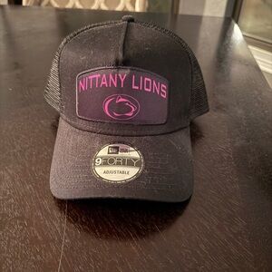 New Era Black Trucker Hat with Pink Nittany Lions Patch